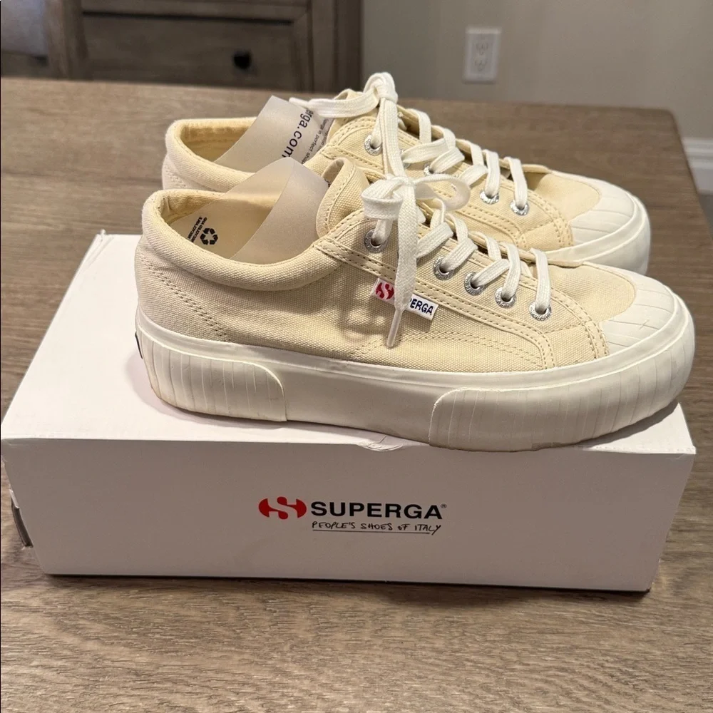 SUPERGA 2631 Stripe Platform Beige size 8